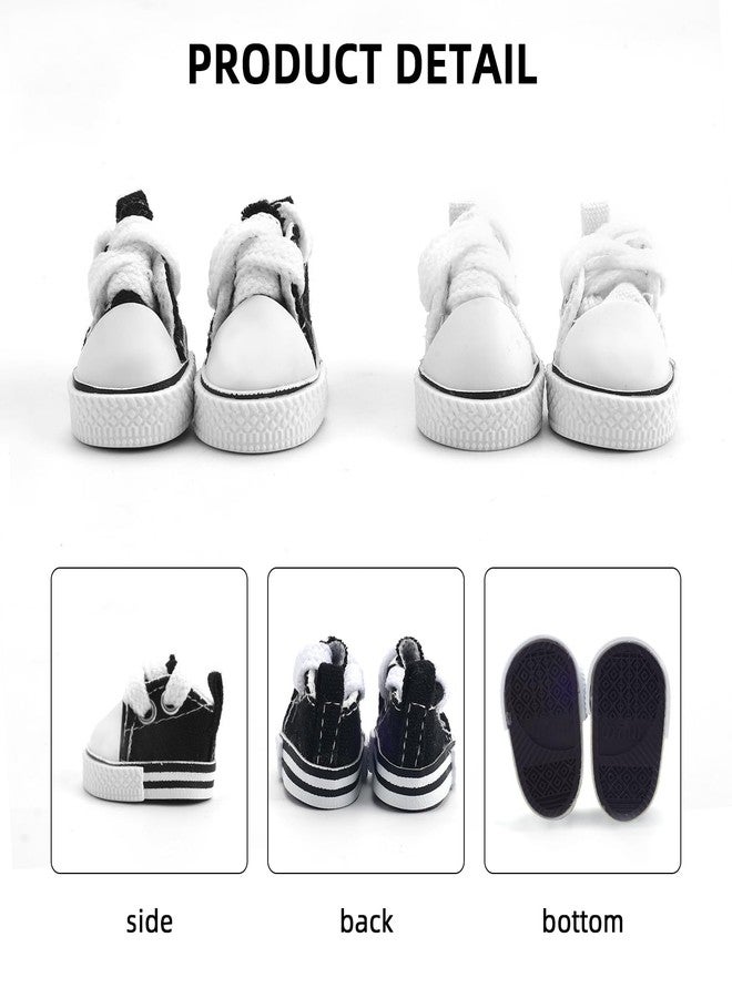 Tmtains 2Pairs Doll Shoes for 15&17cm 2025New Dolls Cute Mini Lace up Canvas Sneakers Match for Dolls Clothes Kawaii Finger Shoes for 1st/2nd/3rd Gen Doll Dress up Decoration Accessories (No Doll) - Image 3